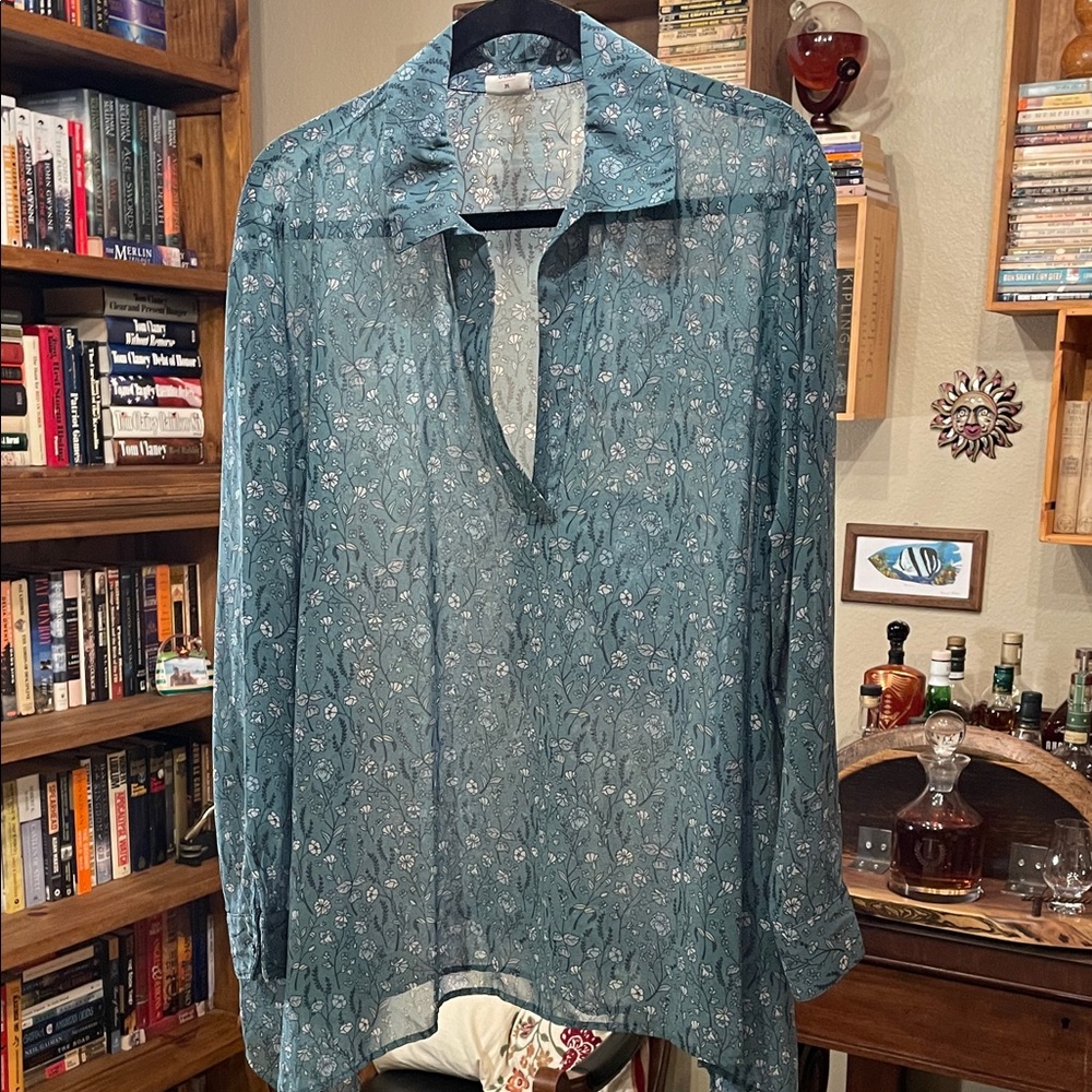 CAbi 3761 Chase Teal Floral Blouse